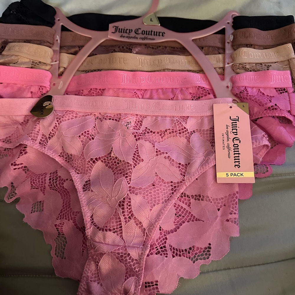 Juicy Couture Pink and Black Lace Panty Collection